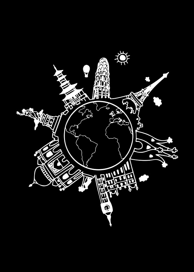 World Landmarks Travel Illustration