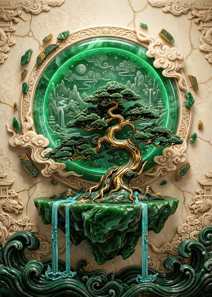 Jade Bonsai Floating Island Art