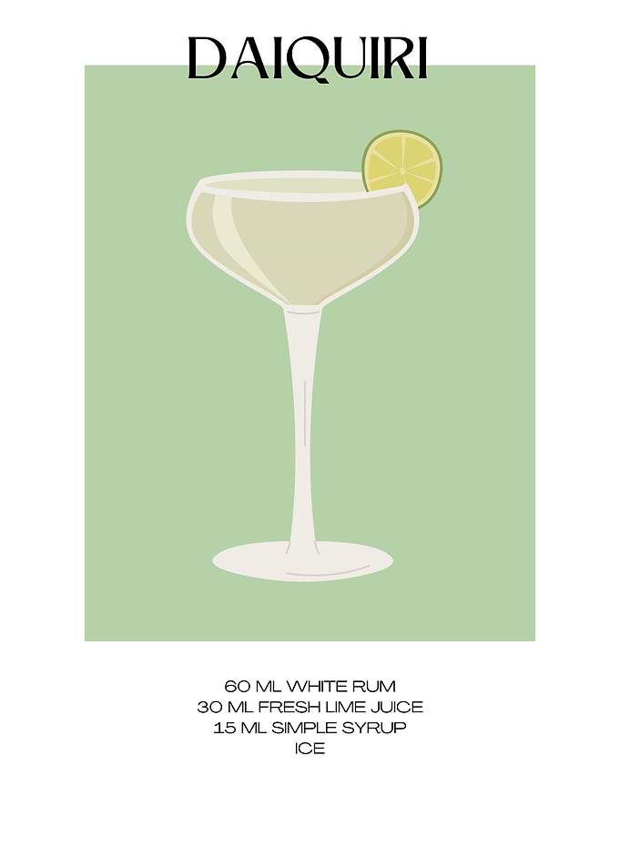 Minimalist Daiquiri Cocktail Recipe Poster