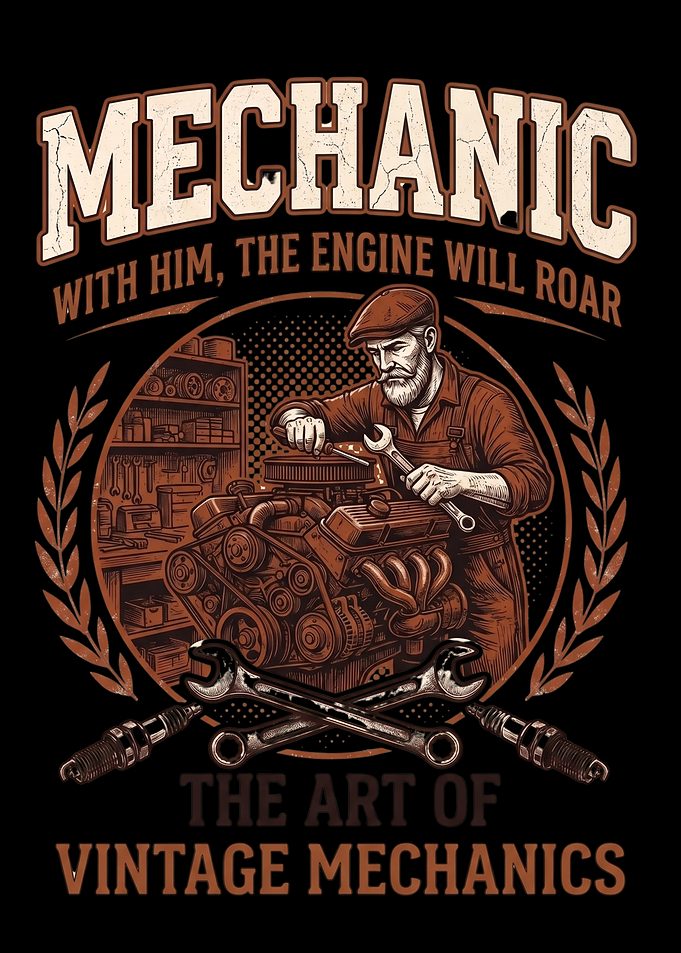Vintage Mechanic Garage Car Engine Poster Art