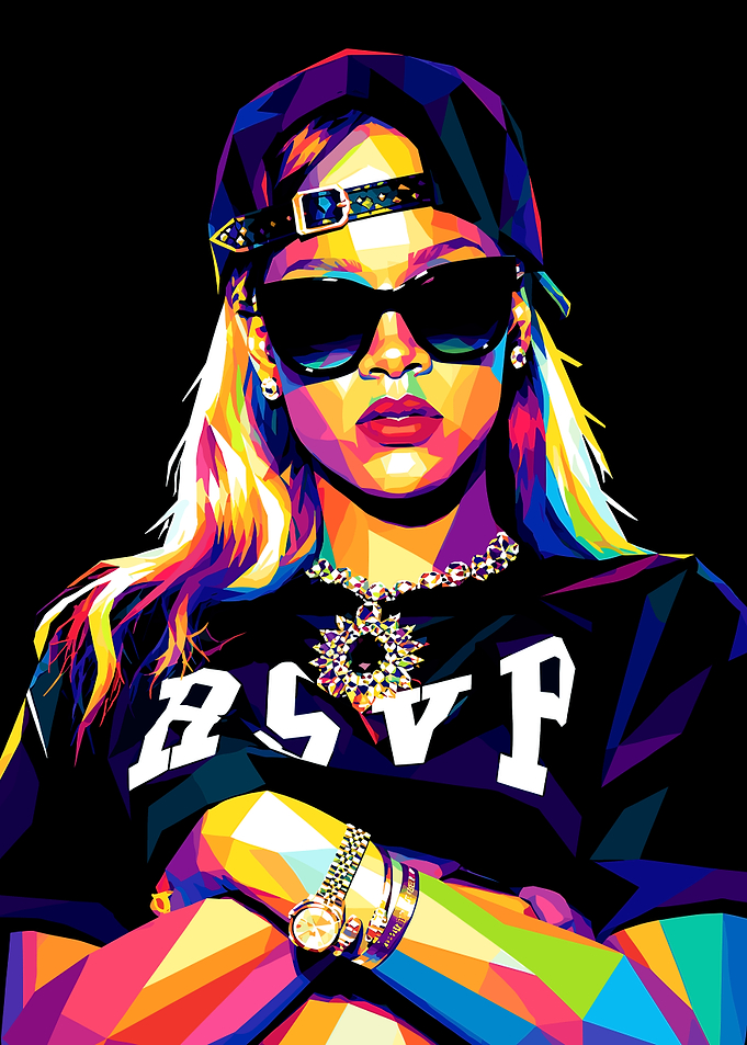 Colorful Geometric Pop Art Portrait of Rihanna