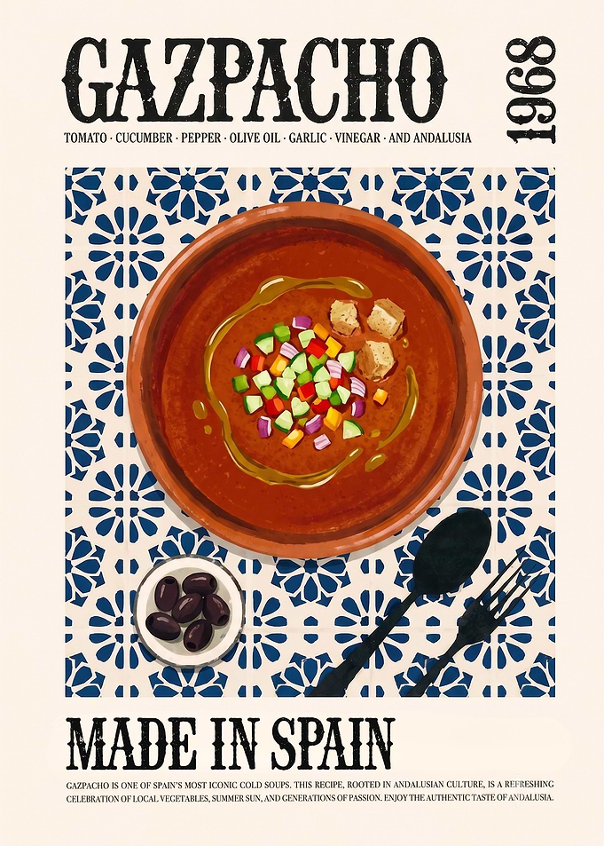 Gazpacho Vintage Kitchen Poster | Spanish Cold Soup Wall Art