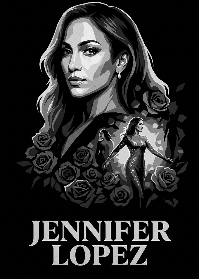 Jennifer Lopez Black and White Portrait