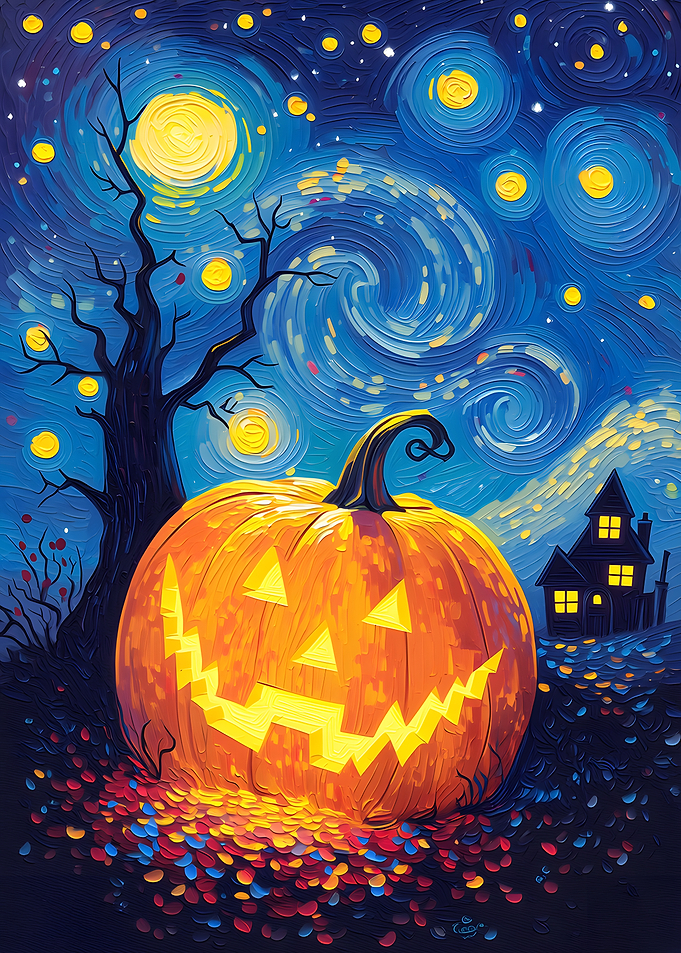 Van Gogh Style Halloween Pumpkin Art