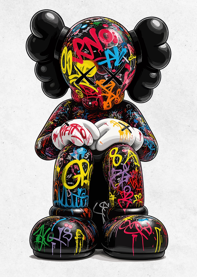 Graffiti Covered KAWS Companion Figure