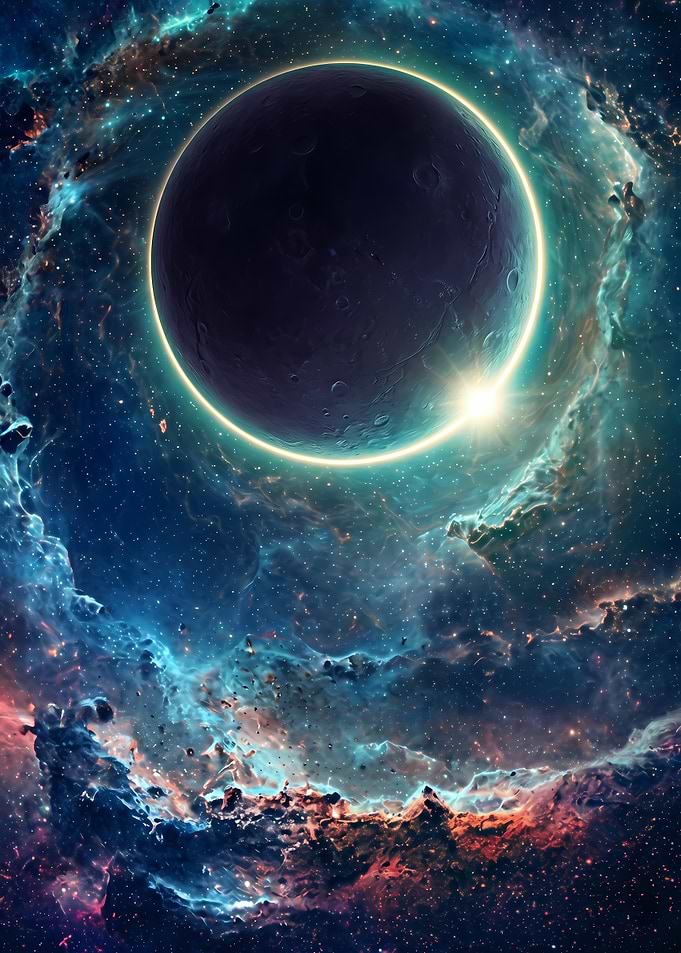 Ethereal Planet Eclipse in Deep Space