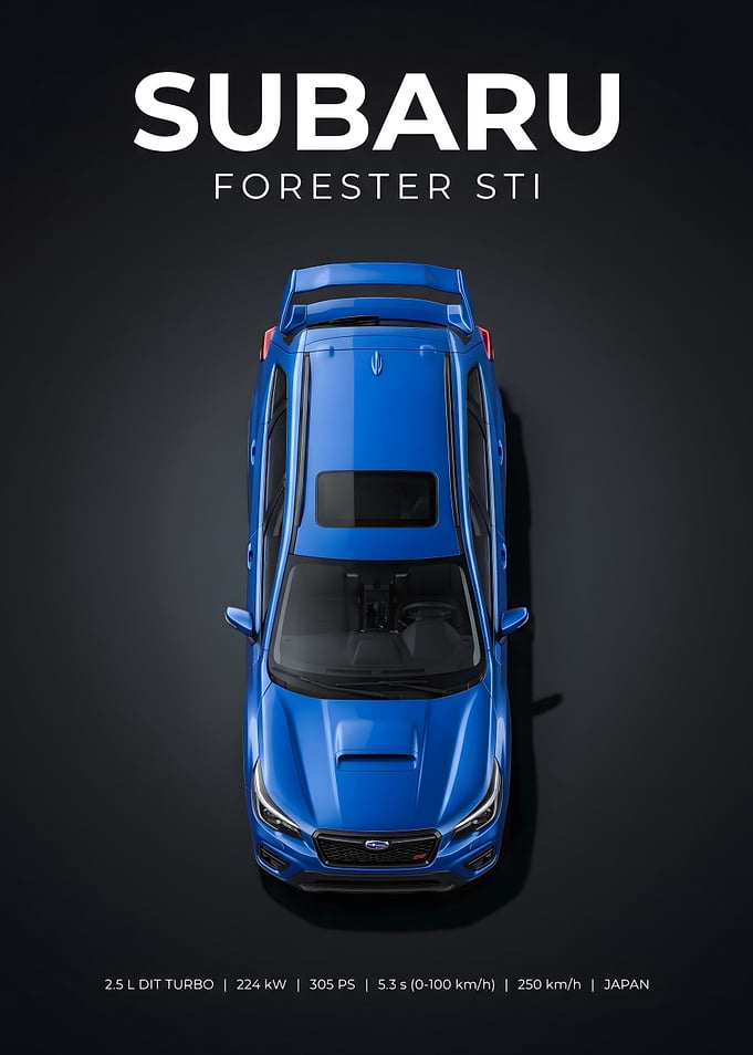 Subaru Forester STI Top View Poster