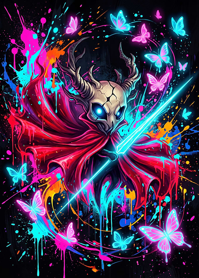 Neon Hollow Knight Splatter Art