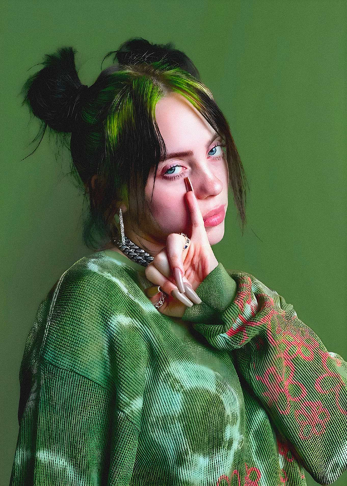 Billie Eilish Green Aesthetic Portrait