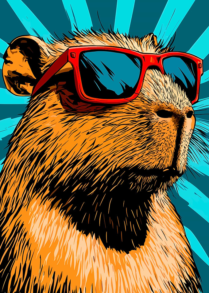 Cool Capybara with Red Sunglasses