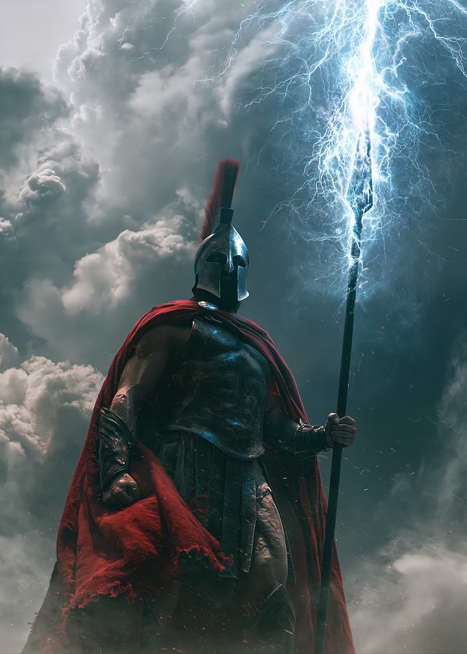 Spartan Warrior with Lightning Spear