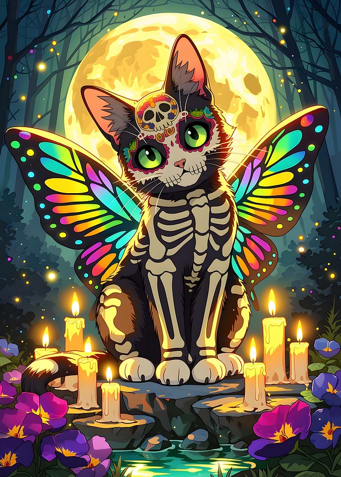 Day of the Dead Butterfly Cat