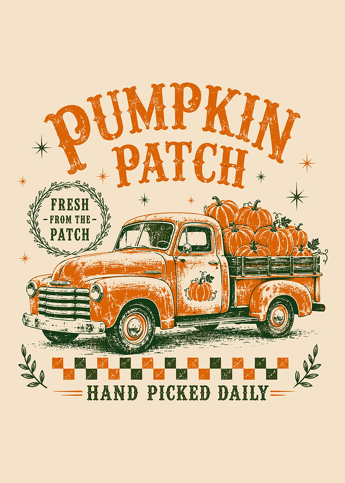 Vintage Pumpkin Patch Truck Illustration