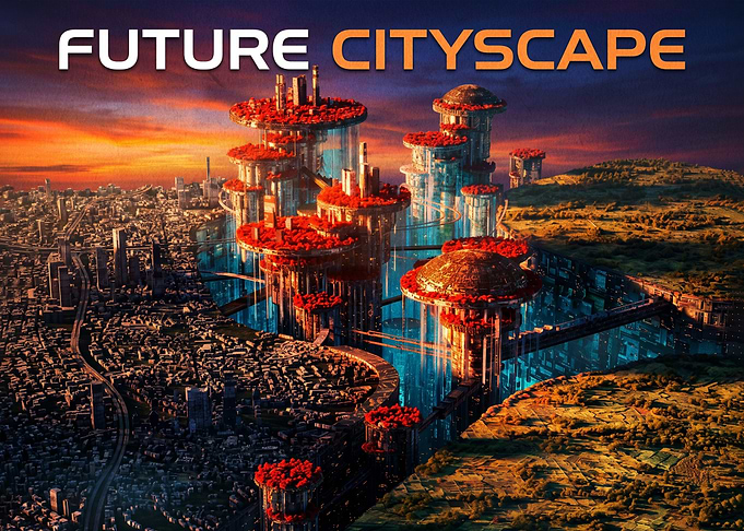 Futuristic Cityscape with Floating Towers