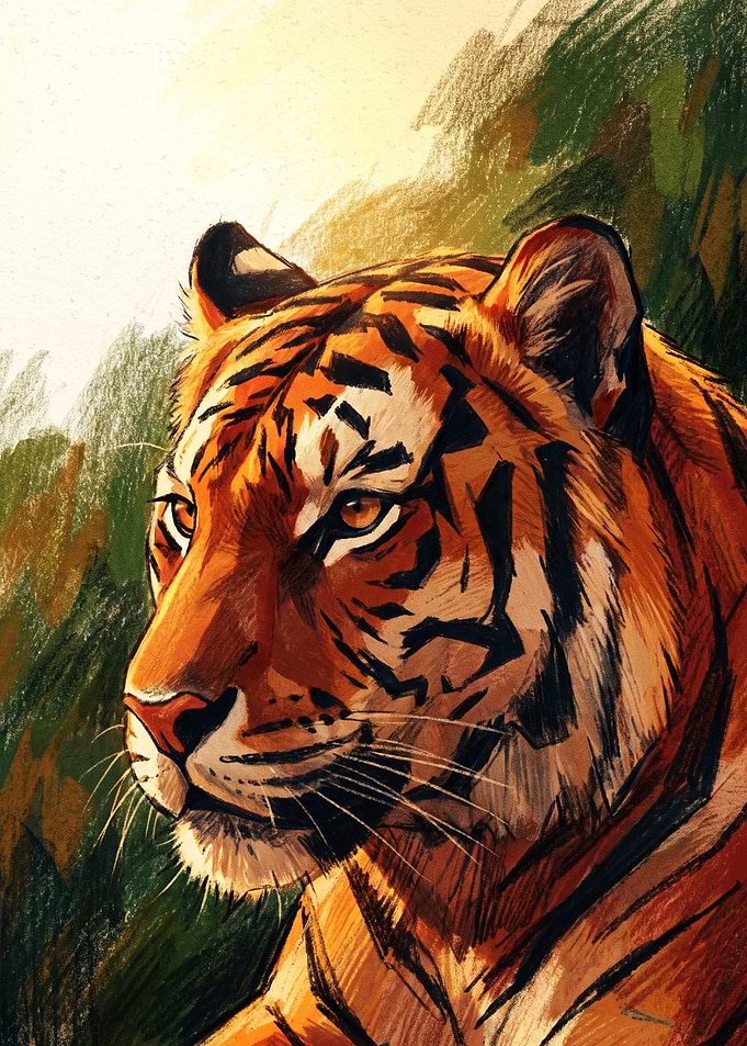 Majestic Tiger Portrait Illustration