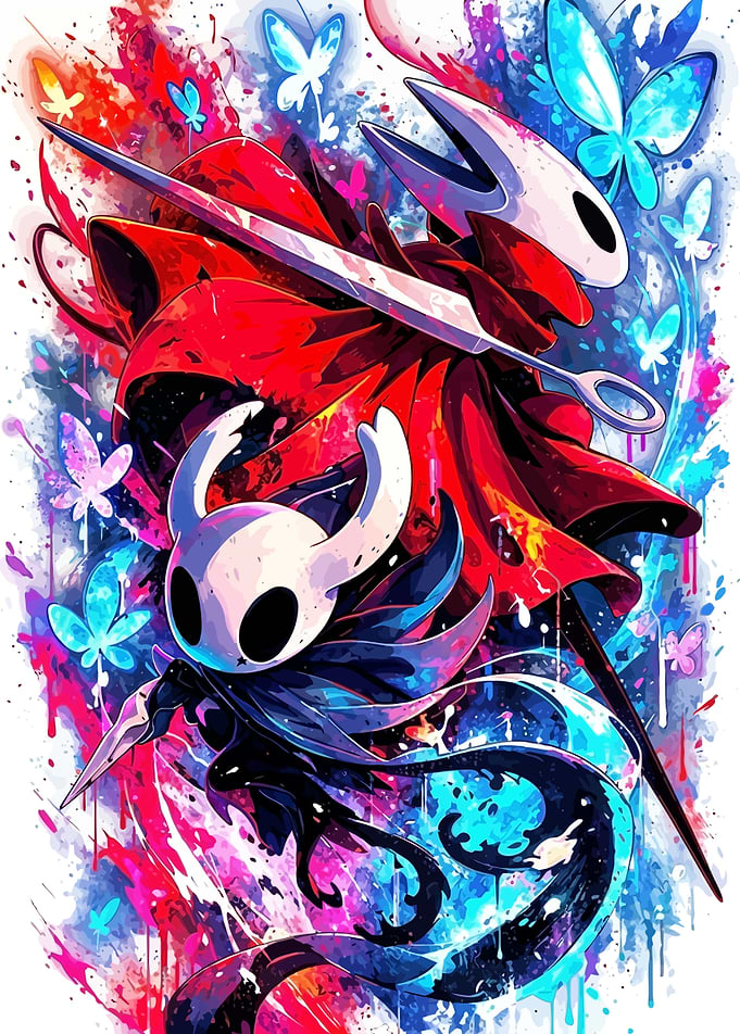 Hollow Knight and Hornet Watercolor Art