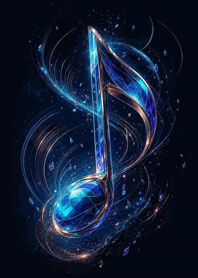 Crystal Blue Musical Note