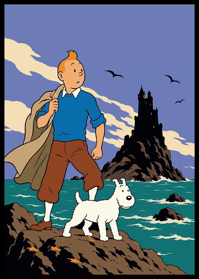 Tintin and Snowy at Black Island