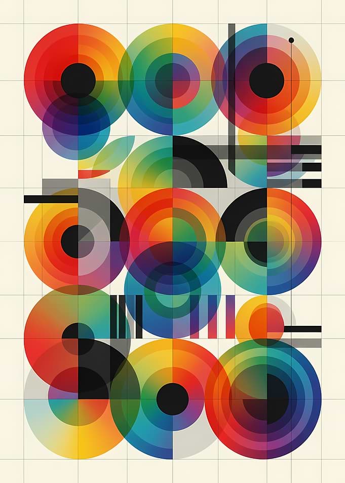 Abstract Geometric Rainbow Circles Pattern