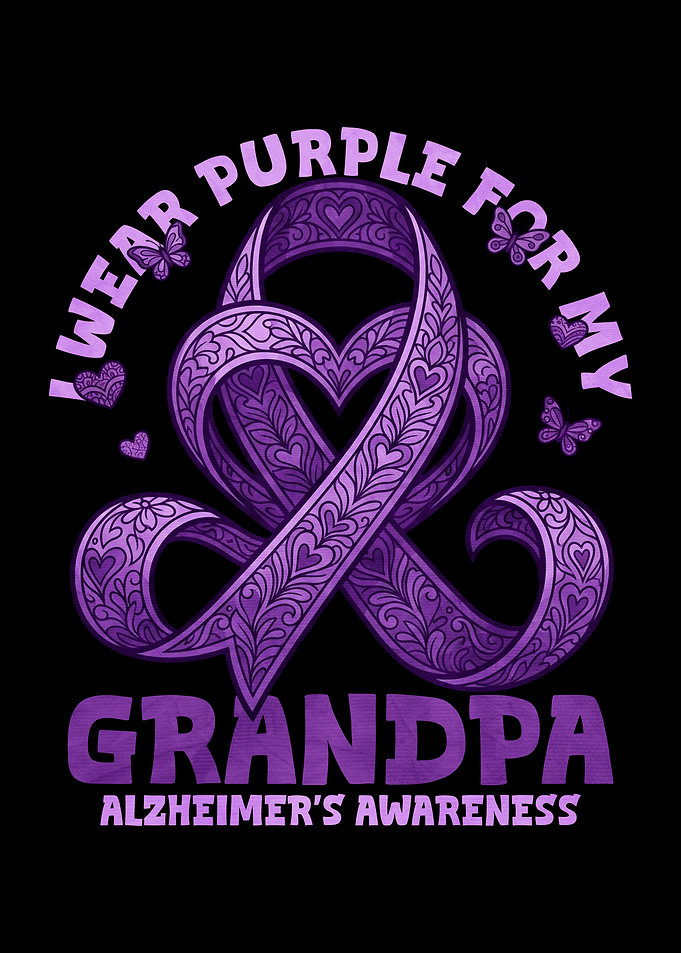 Alzheimer's Awareness Grandpa Purple Ribbon Design