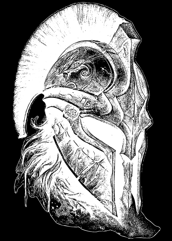 Spartan Warrior Helmet Illustration