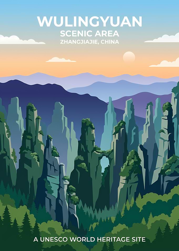 Wulingyuan Scenic Area Travel Poster