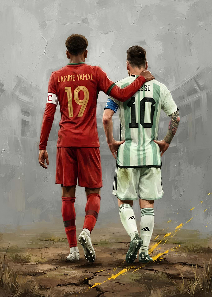 Lamine Yamal and Lionel Messi Illustration