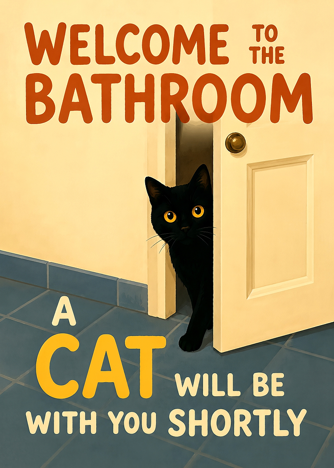 Funny Bathroom Cat Sign