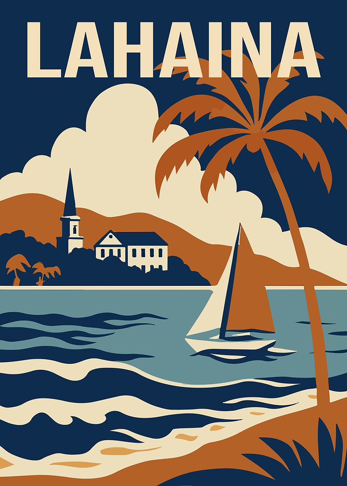 Vintage Lahaina Hawaii Travel Poster