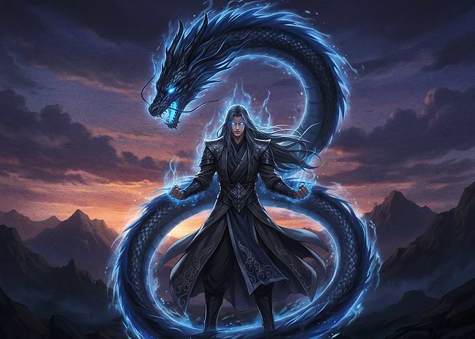 Warrior Summoning Blue Spirit Dragon