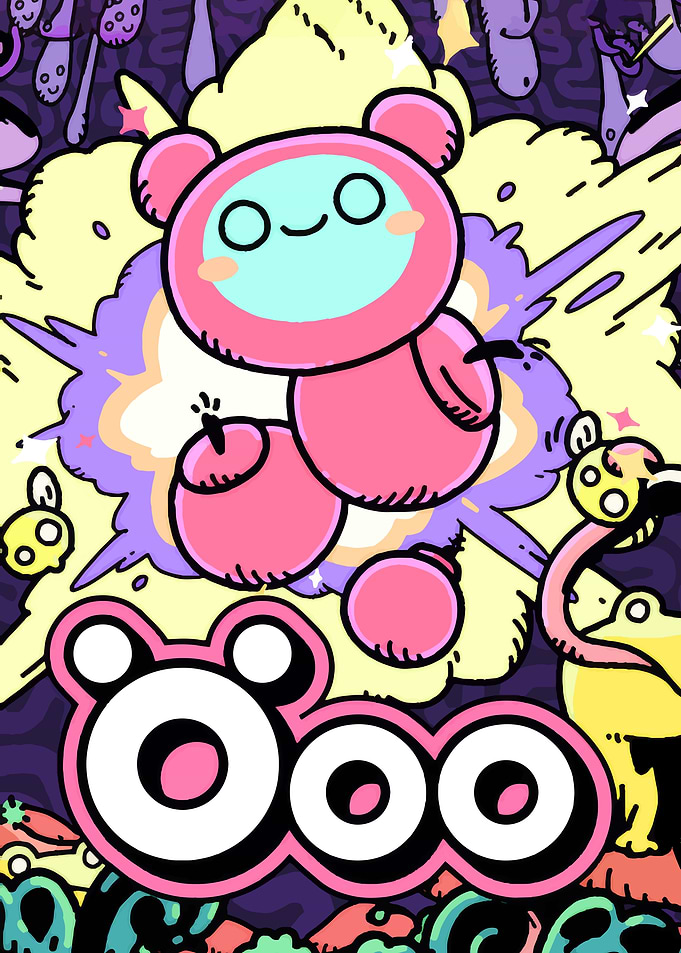 Cute Pink Bear Doodle Art