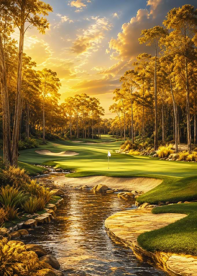 Golden Hour Golf Course Landscape