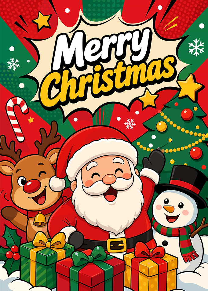 Merry Christmas Cartoon Illustration