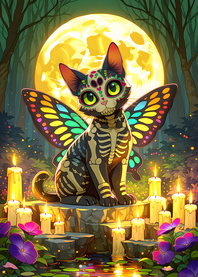 Day of the Dead Butterfly Cat