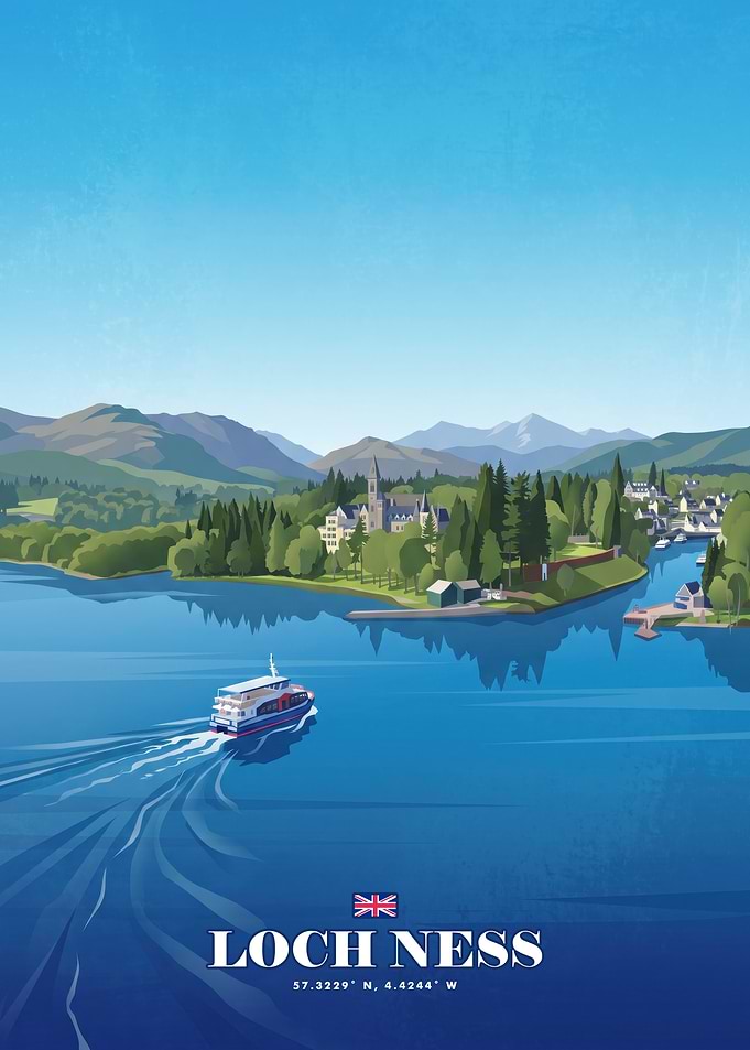 Loch Ness Scotland Travel Poster