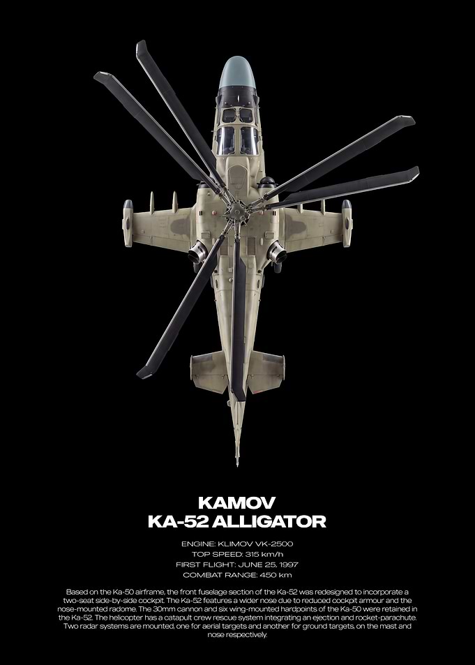 Kamov Ka-52 Alligator Helicopter Blueprint