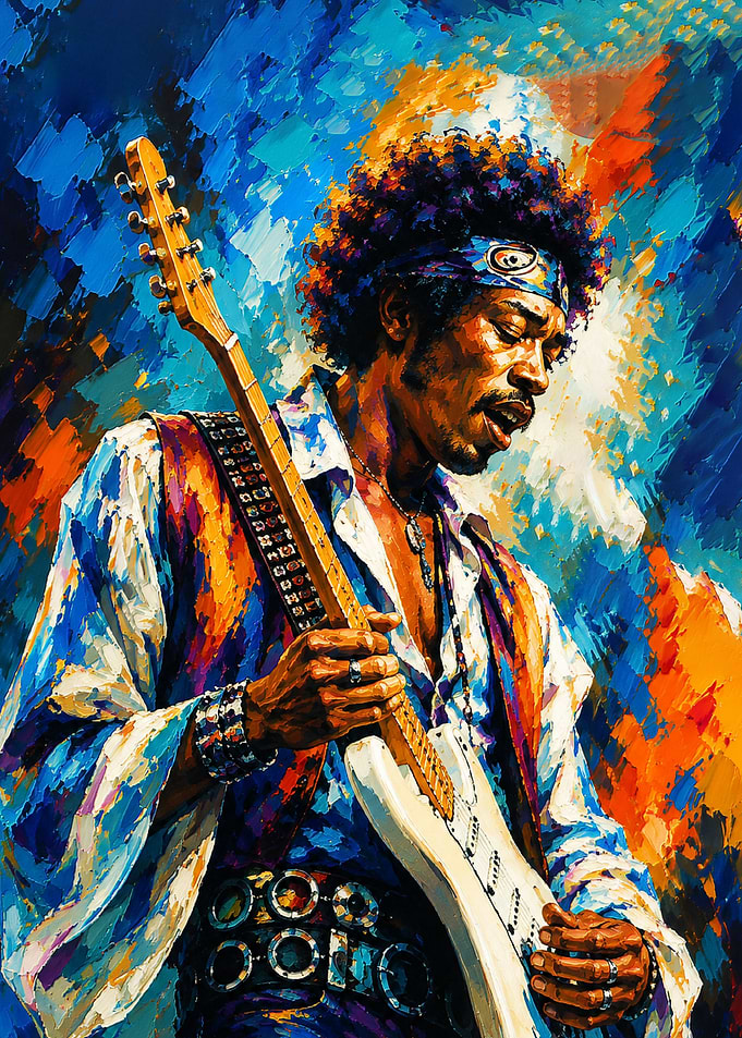 Jimi Hendrix Electric Guitar Portrait