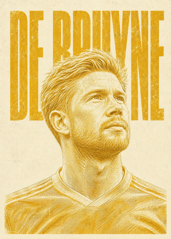 Kevin De Bruyne Gold Portrait Poster