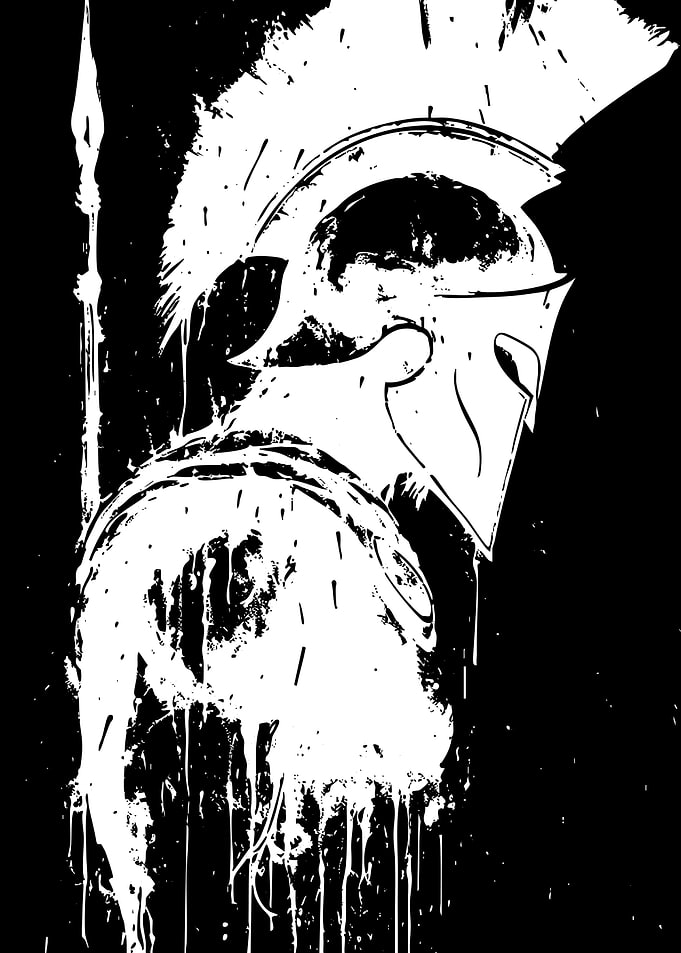 Spartan Warrior Ink Splatter Art