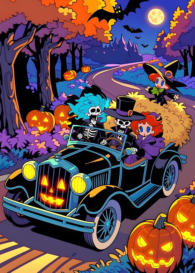 Halloween Joyride with Spooky Characters
