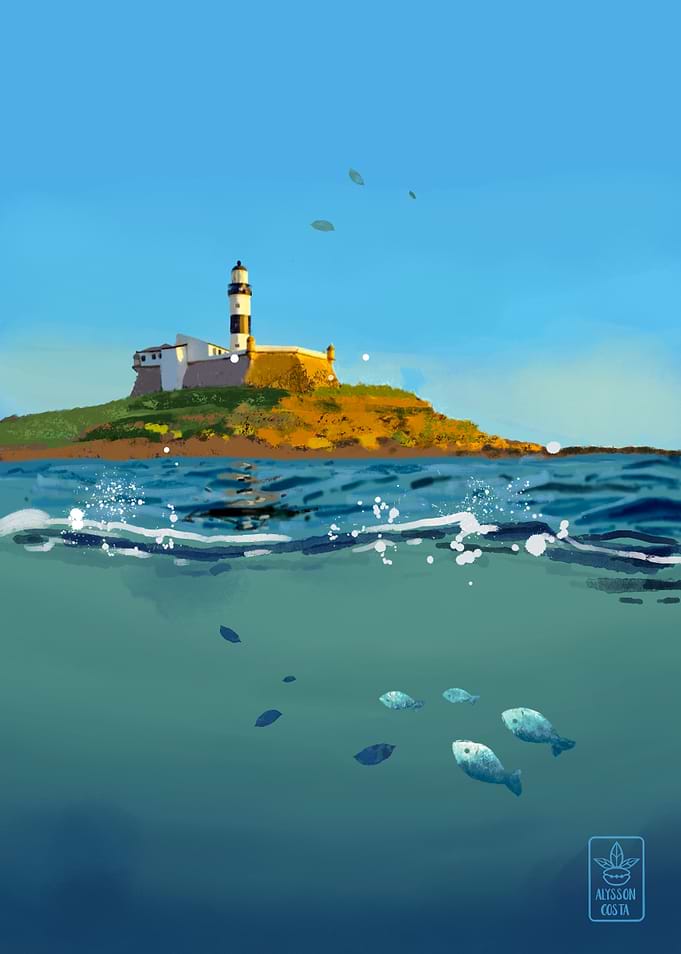 Farol da Barra Lighthouse Split View