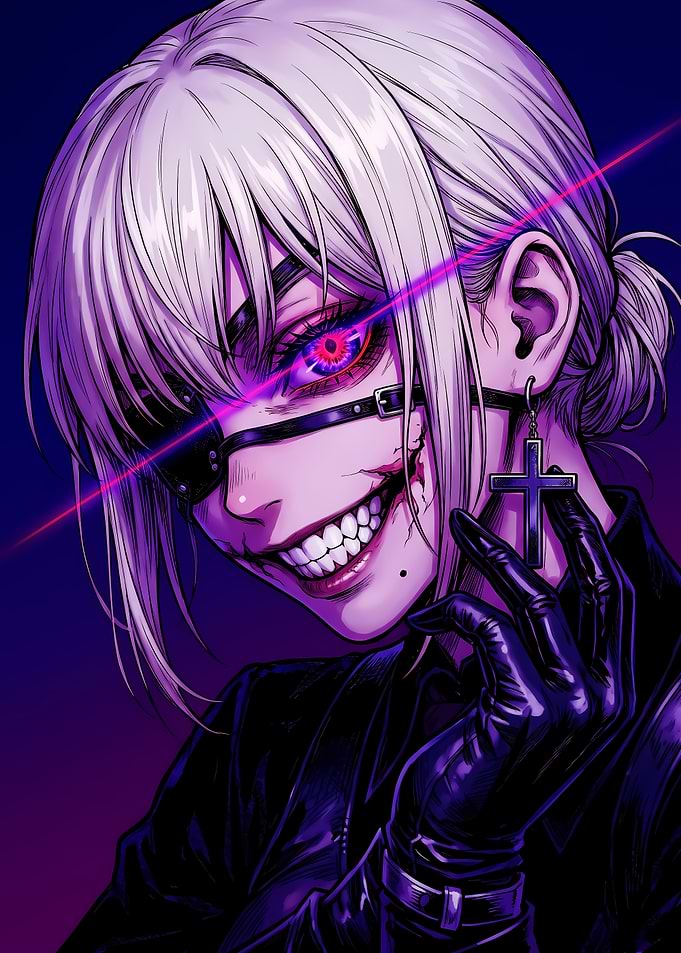 Anime Girl with Eyepatch and Cross