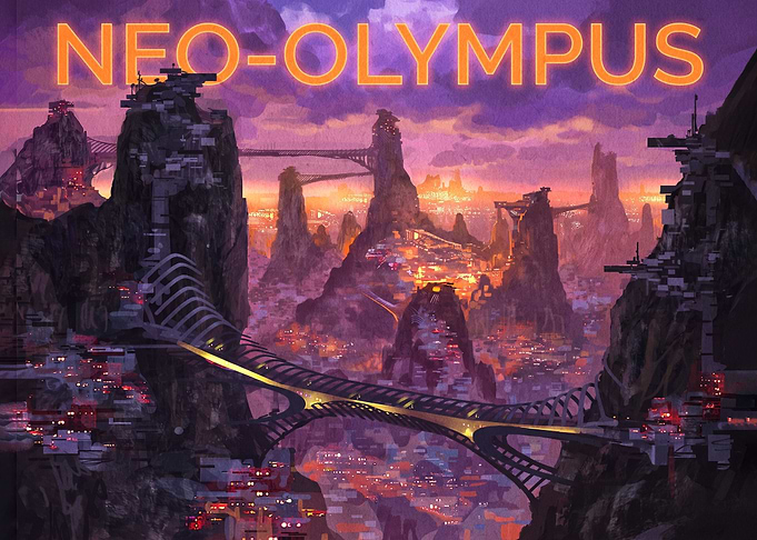Neo-Olympus Futuristic Mountain Cityscape