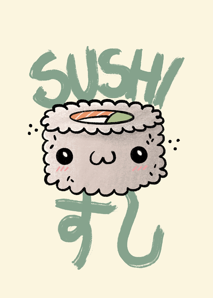 Cute Kawaii Sushi Character Illustration