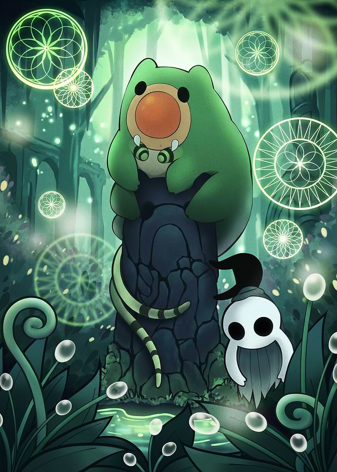 Hollow Knight and Mosscharger Fan Art