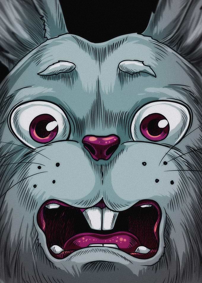 Shocked Cartoon Rabbit Close-up