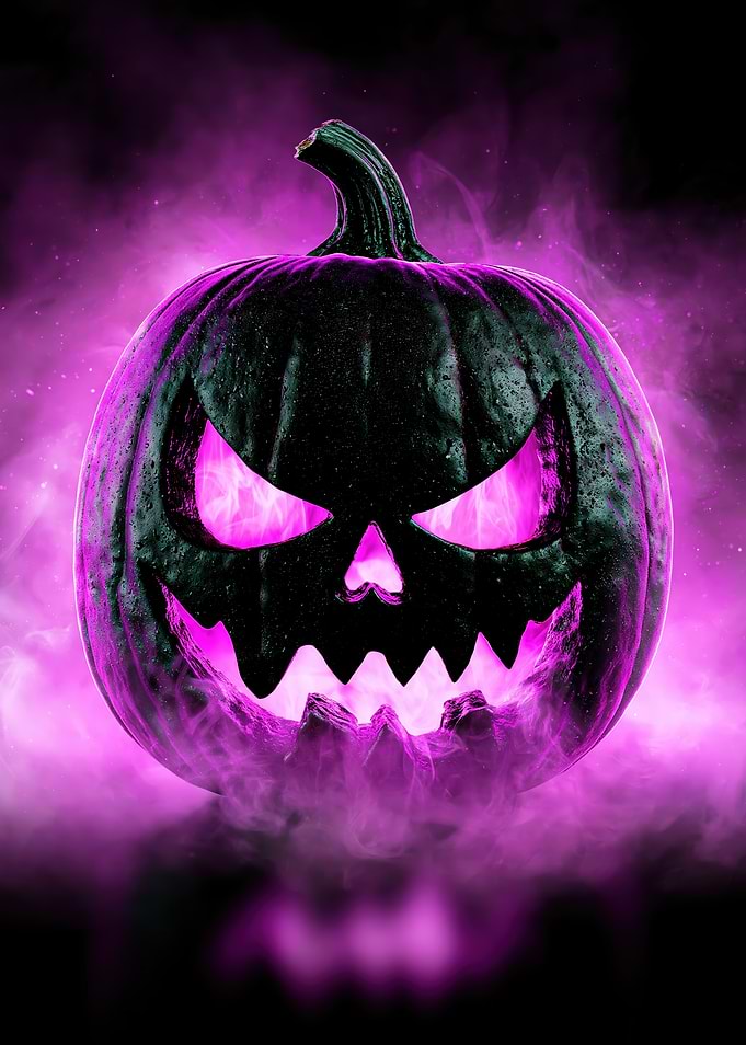 Glowing Purple Halloween Jack-o'-lantern