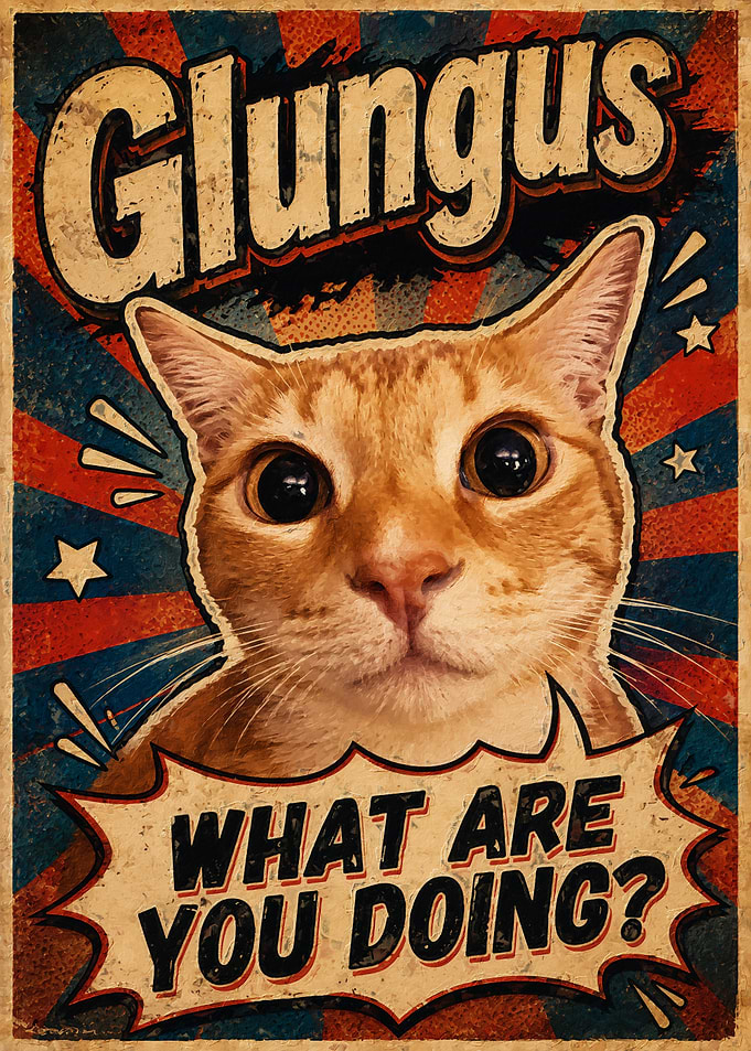 Glungus Funny Cat Vintage Poster