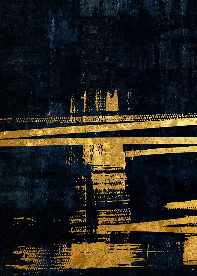 Abstract Gold and Navy Blue Art