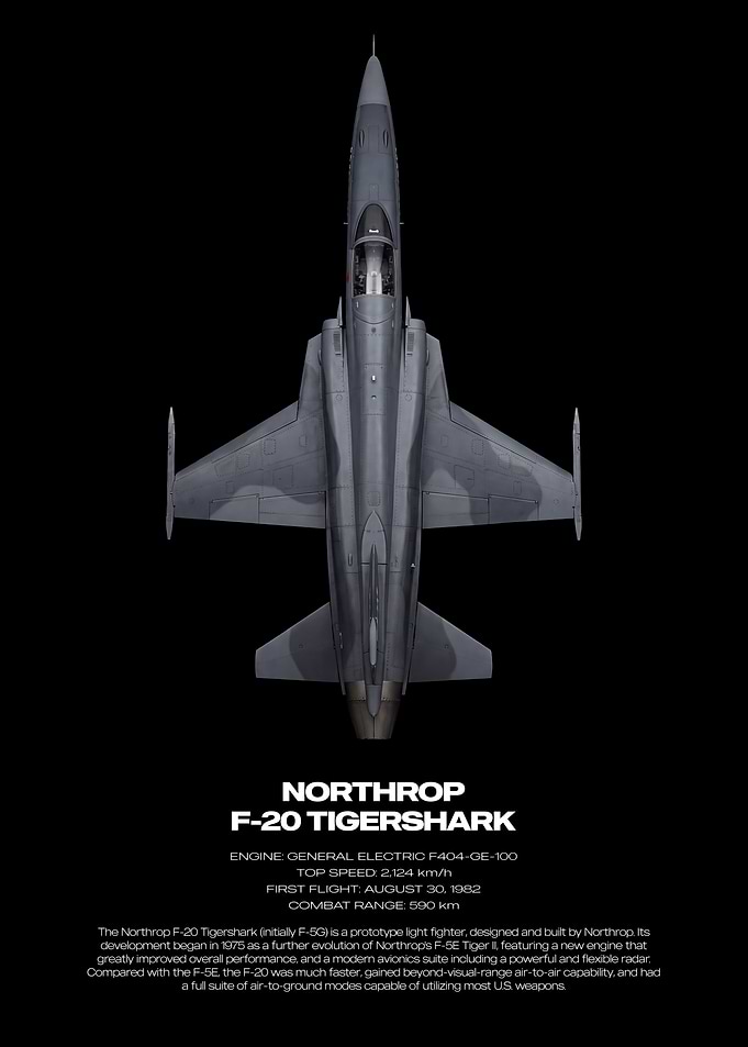 Northrop F-20 Tigershark Technical Poster